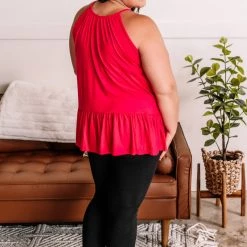 No Ship Drop Ship Sweet Summertime Ruffle Tank In Hot Pink