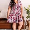 No Ship Drop Ship New Arrivals Time To Bloom Dress In Magenta & Grey