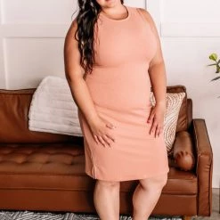 No Ship Drop Ship New Arrivals Look On The Bright Side Sleeveless Dress In Cider