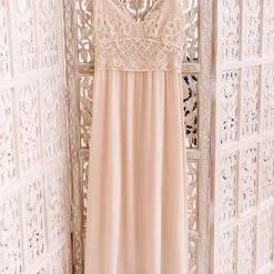 No Ship Drop Ship New Arrivals #M351 XOXO Oh A Whim Crochet Maxi Dress (Natural)