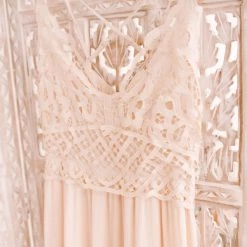 No Ship Drop Ship New Arrivals #M351 XOXO Oh A Whim Crochet Maxi Dress (Natural)