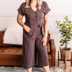 No Ship Drop Ship Make It Happen Jumpsuit In Mahogany New Arrivals