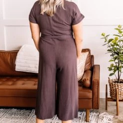 No Ship Drop Ship Make It Happen Jumpsuit In Mahogany New Arrivals