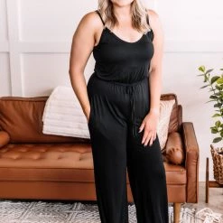 No Ship Drop Ship Ladies Night Out Jumpsuit In Black