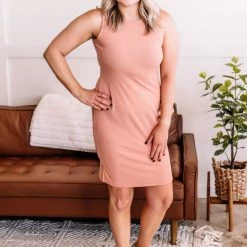 No Ship Drop Ship New Arrivals Look On The Bright Side Sleeveless Dress In Cider