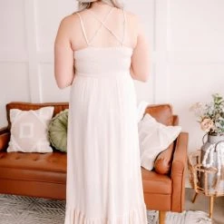 No Ship Drop Ship New Arrivals #M351 XOXO Oh A Whim Crochet Maxi Dress (Natural)