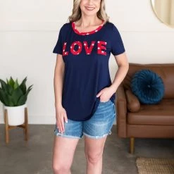 No Ship Drop Ship New Arrivals What Is Love Tee In Navy