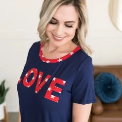 No Ship Drop Ship New Arrivals What Is Love Tee In Navy