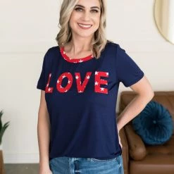 No Ship Drop Ship New Arrivals What Is Love Tee In Navy