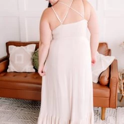 No Ship Drop Ship New Arrivals #M351 XOXO Oh A Whim Crochet Maxi Dress (Natural)