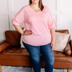 No Ship Drop Ship Swept Away Pocket Top In Blushing Pink