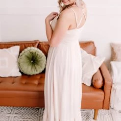 No Ship Drop Ship New Arrivals #M351 XOXO Oh A Whim Crochet Maxi Dress (Natural)