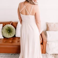 No Ship Drop Ship New Arrivals #M351 XOXO Oh A Whim Crochet Maxi Dress (Natural)