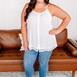 No Ship Drop Ship A Frill A Minute Sleeveless Top In True White
