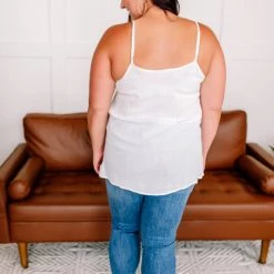 No Ship Drop Ship A Frill A Minute Sleeveless Top In True White