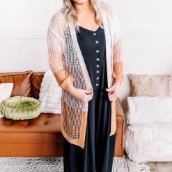 No Ship Drop Ship Twice Around The Block Ivory Pink And Camel Cardigan New Arrivals