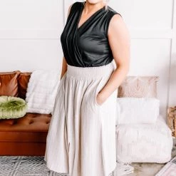 No Ship Drop Ship Fair To Midi Striped Skirt In Oatmeal