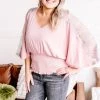 No Ship Drop Ship New Arrivals The Final Touch Pink Lace Dolman Top