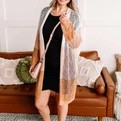 No Ship Drop Ship Twice Around The Block Ivory Pink And Camel Cardigan New Arrivals