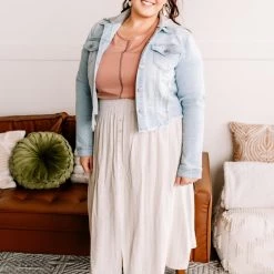 No Ship Drop Ship Fair To Midi Striped Skirt In Oatmeal