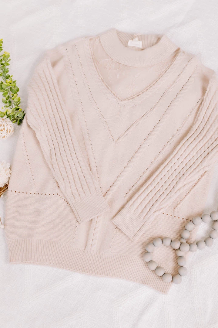 No Ship Drop Ship You Are So Beautiful Lace Sweater In Natural New Arrivals 16 No Ship Drop Ship You Are So Beautiful Lace Sweater In Natural New Arrivals