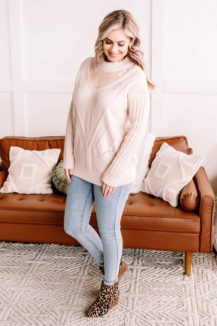 No Ship Drop Ship You Are So Beautiful Lace Sweater In Natural New Arrivals 6 No Ship Drop Ship You Are So Beautiful Lace Sweater In Natural New Arrivals