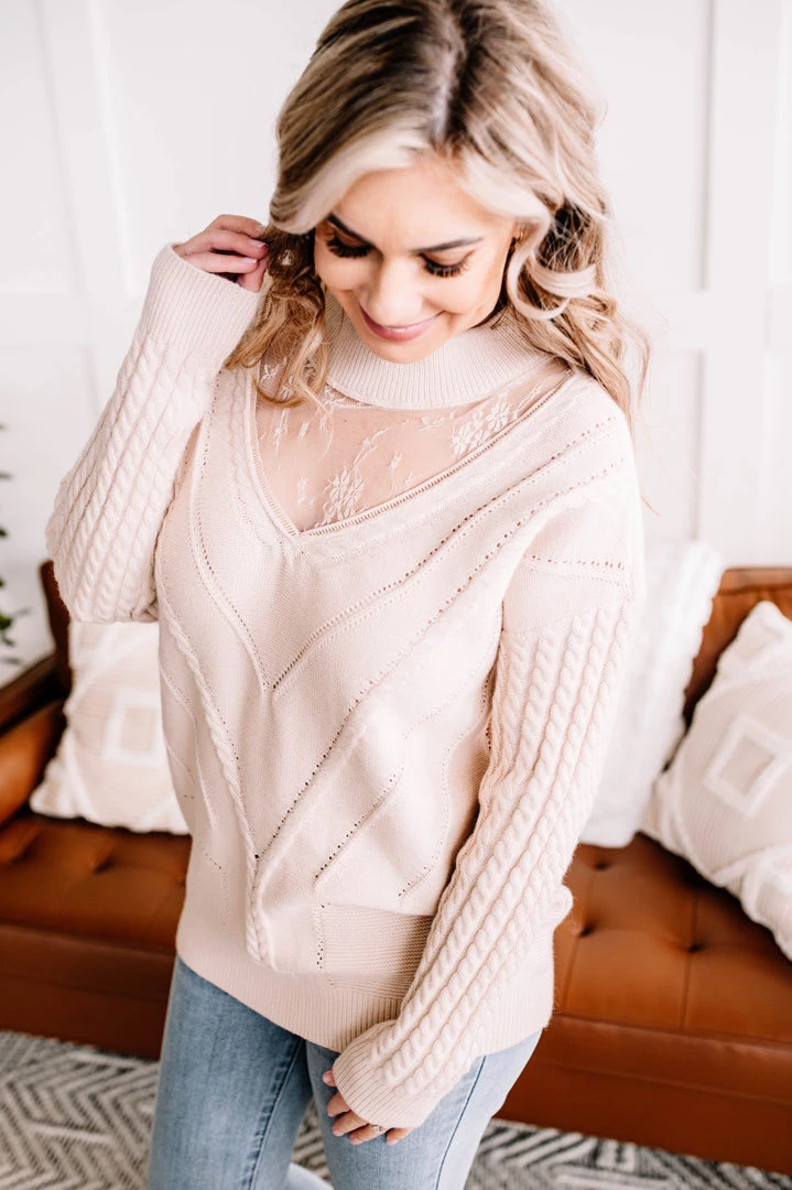No Ship Drop Ship You Are So Beautiful Lace Sweater In Natural New Arrivals 3 No Ship Drop Ship You Are So Beautiful Lace Sweater In Natural New Arrivals