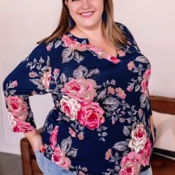 No Ship Drop Ship Becomes The Rose Navy Floral Gabby Top New Arrivals