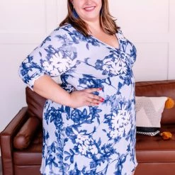 No Ship Drop Ship Wrap Things Up Blue Floral Dress