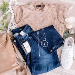 No Ship Drop Ship Say It With Style Mock Neck Top In Caramel New Arrivals