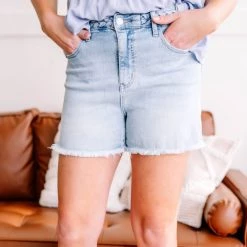 No Ship Drop Ship New Arrivals Twisted Sister Braided Waistband Judy Blue Jean Shorts