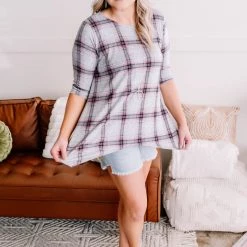 No Ship Drop Ship Don't Be Such A Square Plaid Print Asymmetrical Top