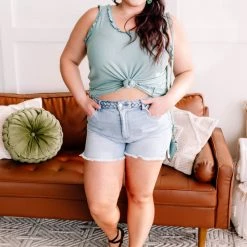 No Ship Drop Ship New Arrivals Twisted Sister Braided Waistband Judy Blue Jean Shorts