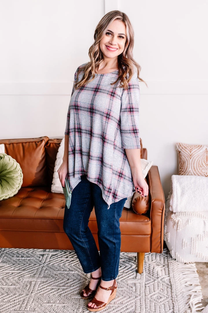 No Ship Drop Ship Don't Be Such A Square Plaid Print Asymmetrical Top 4 No Ship Drop Ship Don't Be Such A Square Plaid Print Asymmetrical Top