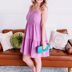 No Ship Drop Ship Telling Stories Crochet Dress In Dark Orchid New Arrivals