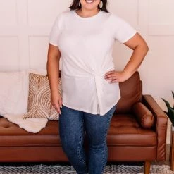 No Ship Drop Ship In A Bind Twist Front Top In Cream New Arrivals