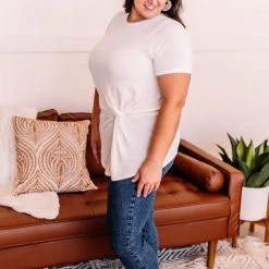 No Ship Drop Ship In A Bind Twist Front Top In Cream New Arrivals