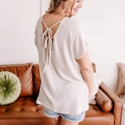 No Ship Drop Ship Round The Outside Tie Back Detail In Oatmeal