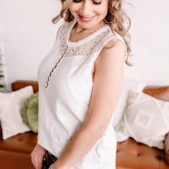 No Ship Drop Ship New Arrivals Stay Cool Lace Button Tank Top