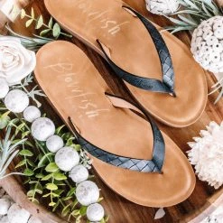 No Ship Drop Ship New Arrivals Black Sandstone Blowfish Flip Flop