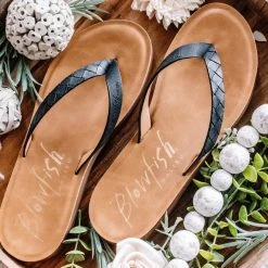 No Ship Drop Ship New Arrivals Black Sandstone Blowfish Flip Flop