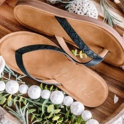 No Ship Drop Ship New Arrivals Black Sandstone Blowfish Flip Flop