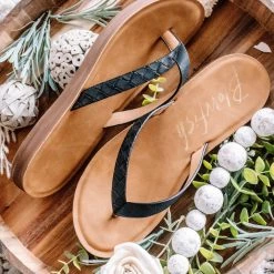 No Ship Drop Ship New Arrivals Black Sandstone Blowfish Flip Flop