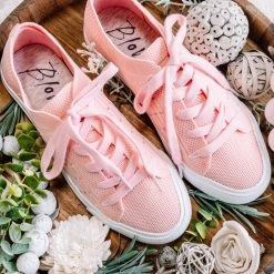 No Ship Drop Ship Blowfish Past Time Weave Sneaker In Pink