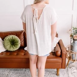 No Ship Drop Ship Round The Outside Tie Back Detail In Oatmeal