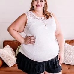 No Ship Drop Ship New Arrivals Stay Cool Lace Button Tank Top