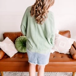 No Ship Drop Ship New Arrivals Slip The Collar Button Up Jacket In Sage