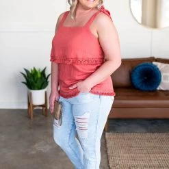 No Ship Drop Ship New Arrivals The Show Must Go On Sleeveless Top In Begonia