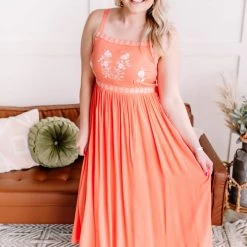 No Ship Drop Ship Setting Sun Dreamsicle Embroidered Dress New Arrivals
