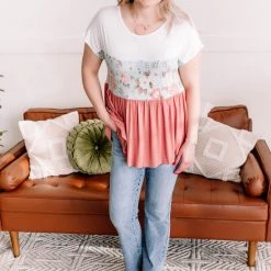 No Ship Drop Ship Always Be My Babydoll In Blue And Mauve Floral